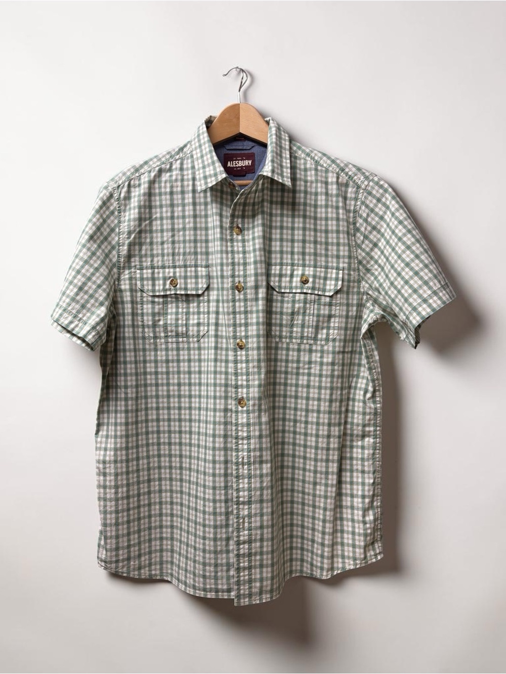 Alesbury Green Plaid Short-Sleeve Button-Down Shirt
